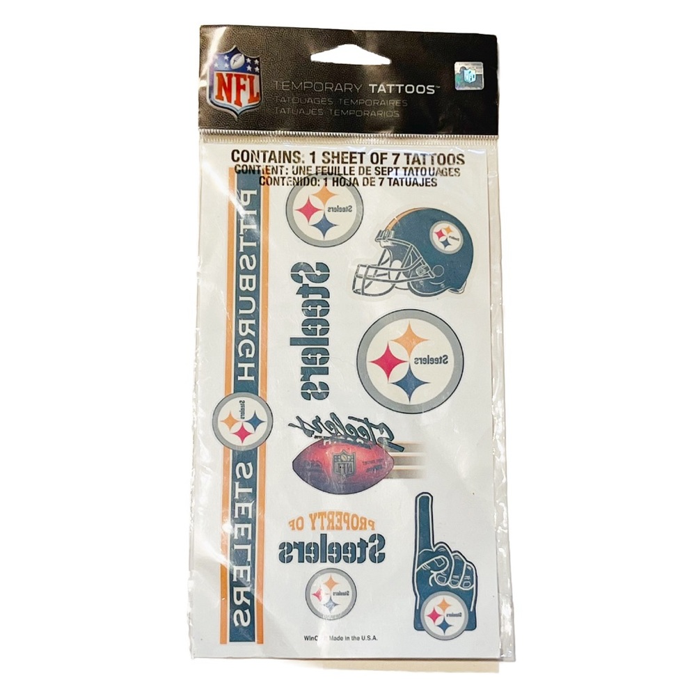 NFL National Football League Pittsburgh Steelers Temporary Tattoos Logo Helmet